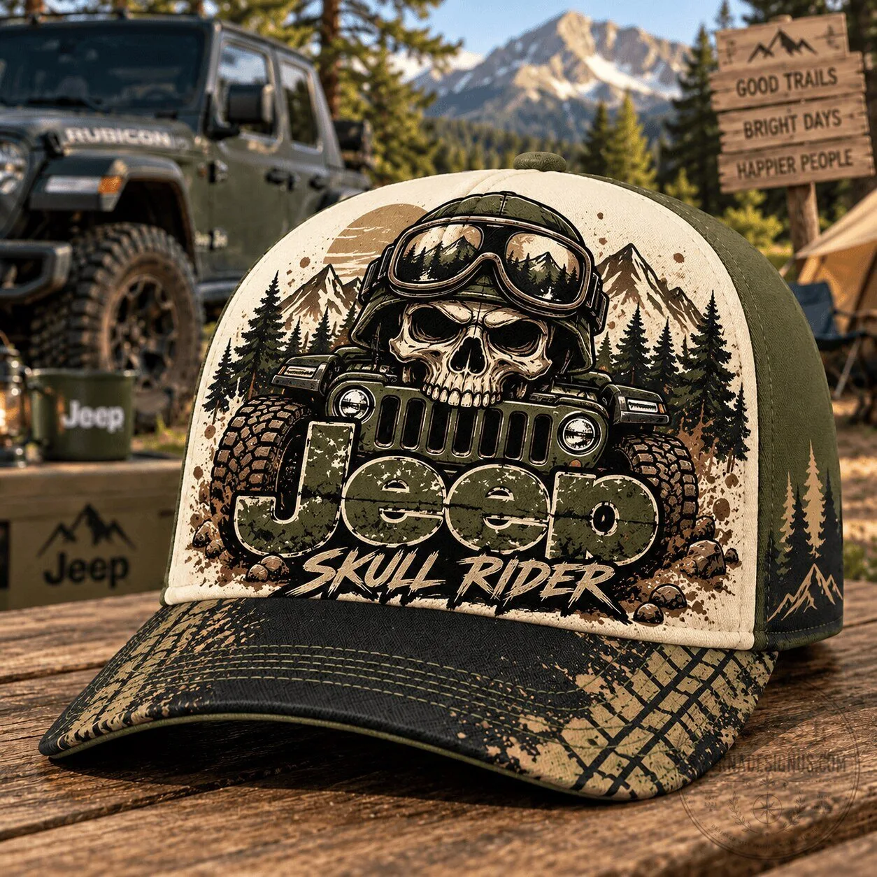 Jeep Skull Rider Forest Adventure Outdoor Trucker Cap Hat