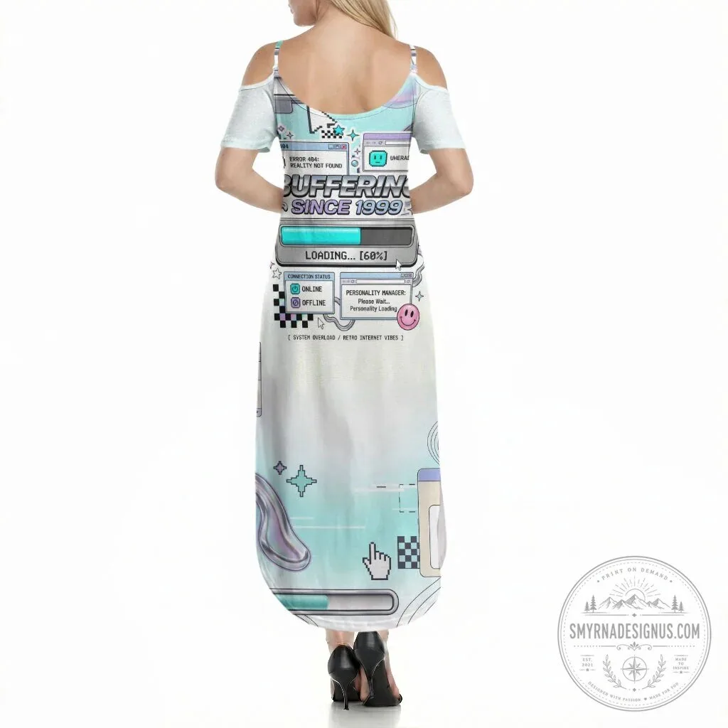 Buffering Since 1999 Y2K Retro Tech Vaporwave 90s Cyber Aesthetic Maxi Dress 3 Buffering Since 1999 Y2K Retro Tech Vaporwave 90s Cyber Aesthetic Maxi Dress