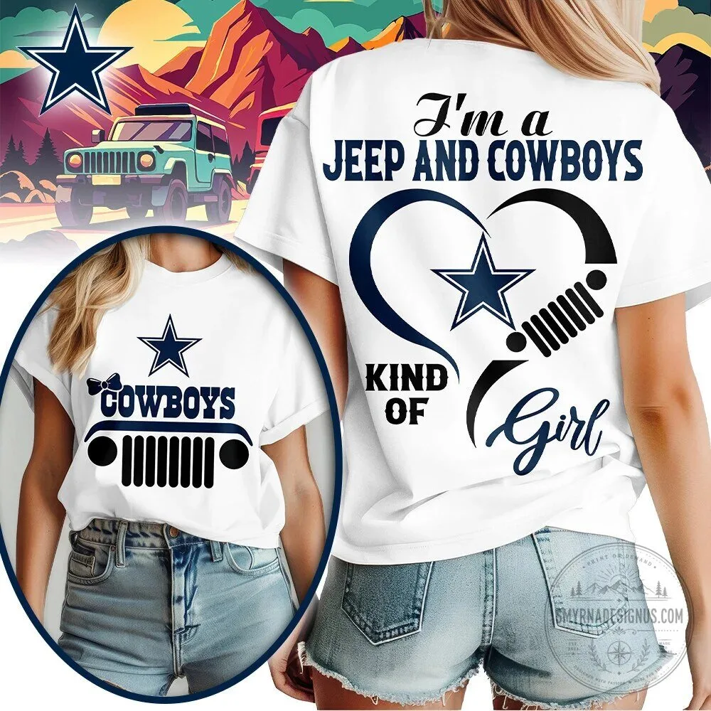 Dallas Cowboys Jeep Kind of Girl Fan Graphic White Short Sleeve T-Shirt
