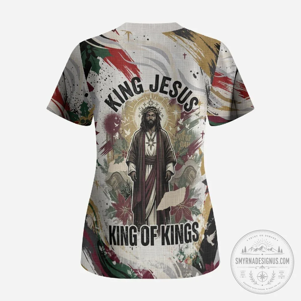 King Jesus is The Reason For The Season Black Christmas Scrub Top 5 King Jesus is The Reason For The Season Black Christmas Scrub Top