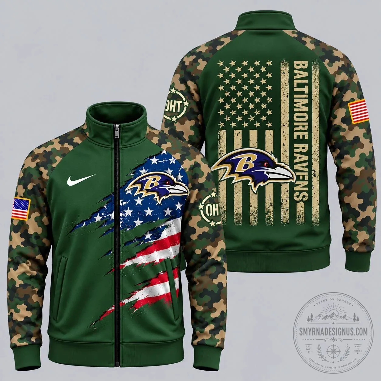 Baltimore Ravens NFL American Flag Military Camouflage Full-Zip Jacket 1 Baltimore Ravens NFL American Flag Military Camouflage Full-Zip Jacket