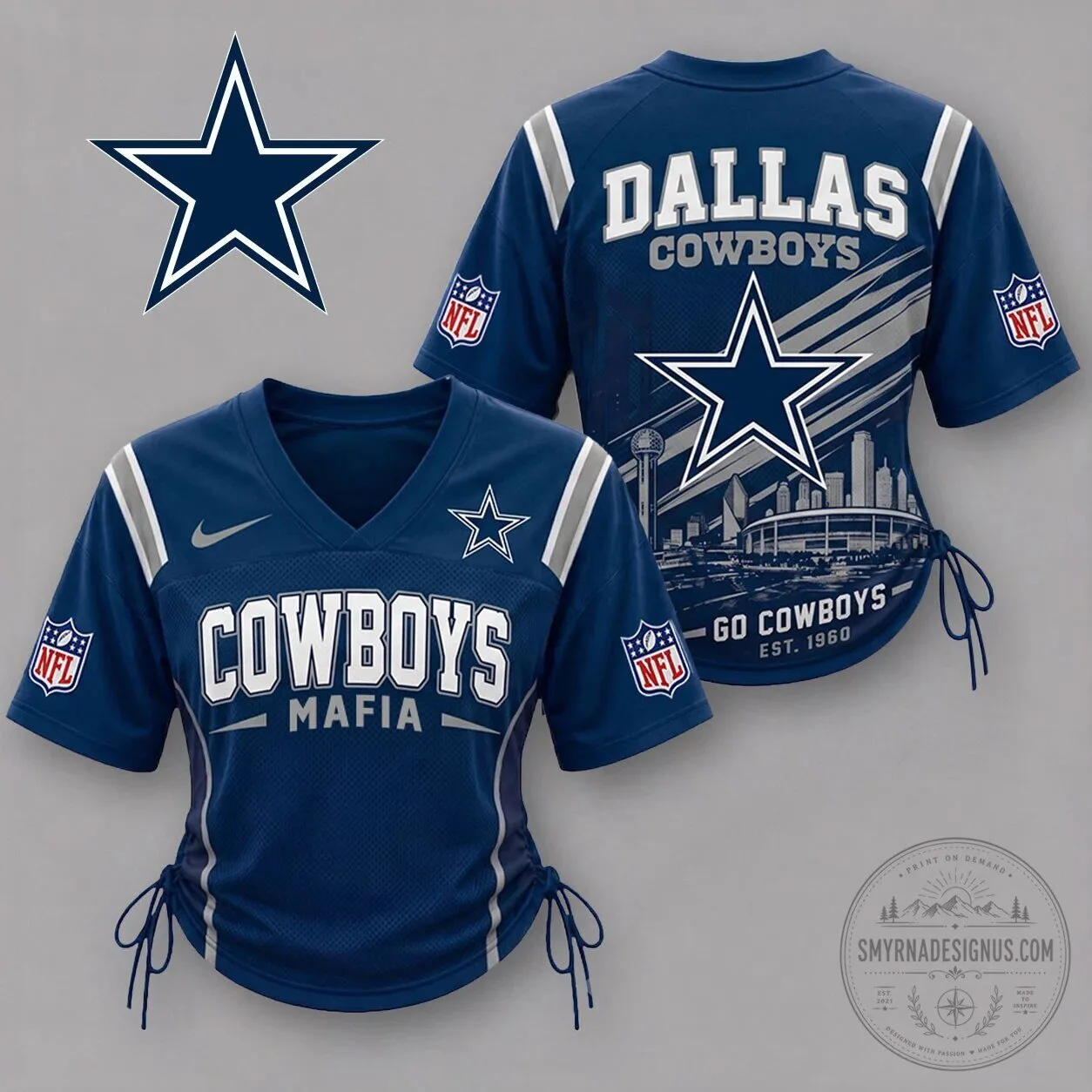Dallas Cowboys Women’s Lace-Up Game Day Jersey Shirt