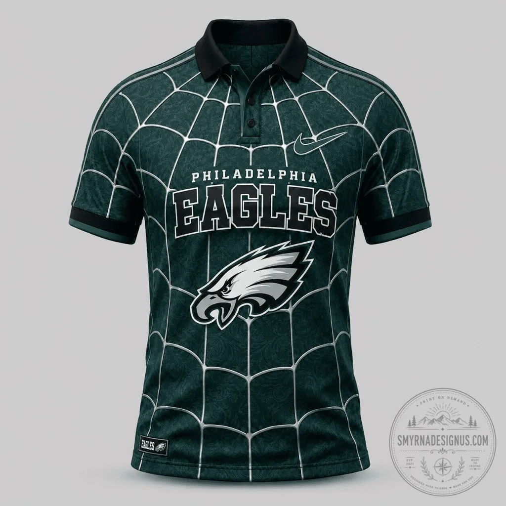 Philadelphia Eagles Spiderweb Design National Football League Polo Shirt Philadelphia Eagles Spiderweb Design National Football League Polo Shirt
