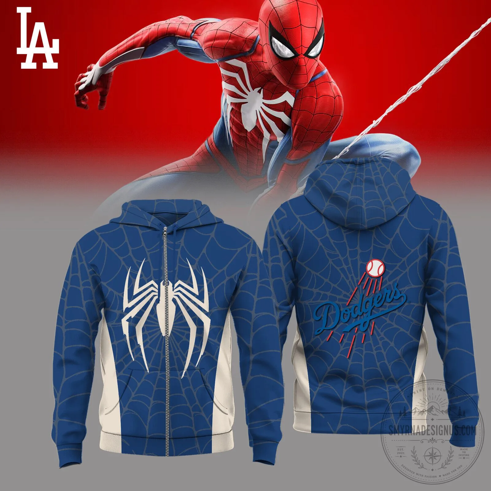 Los Angeles Dodgers Spider-Man Baseball Fan Hoodie