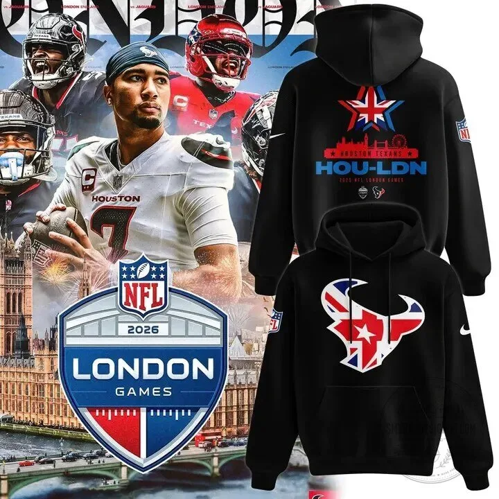 Houston Texans NFL London Games 2026 Football Graphic Hoodie