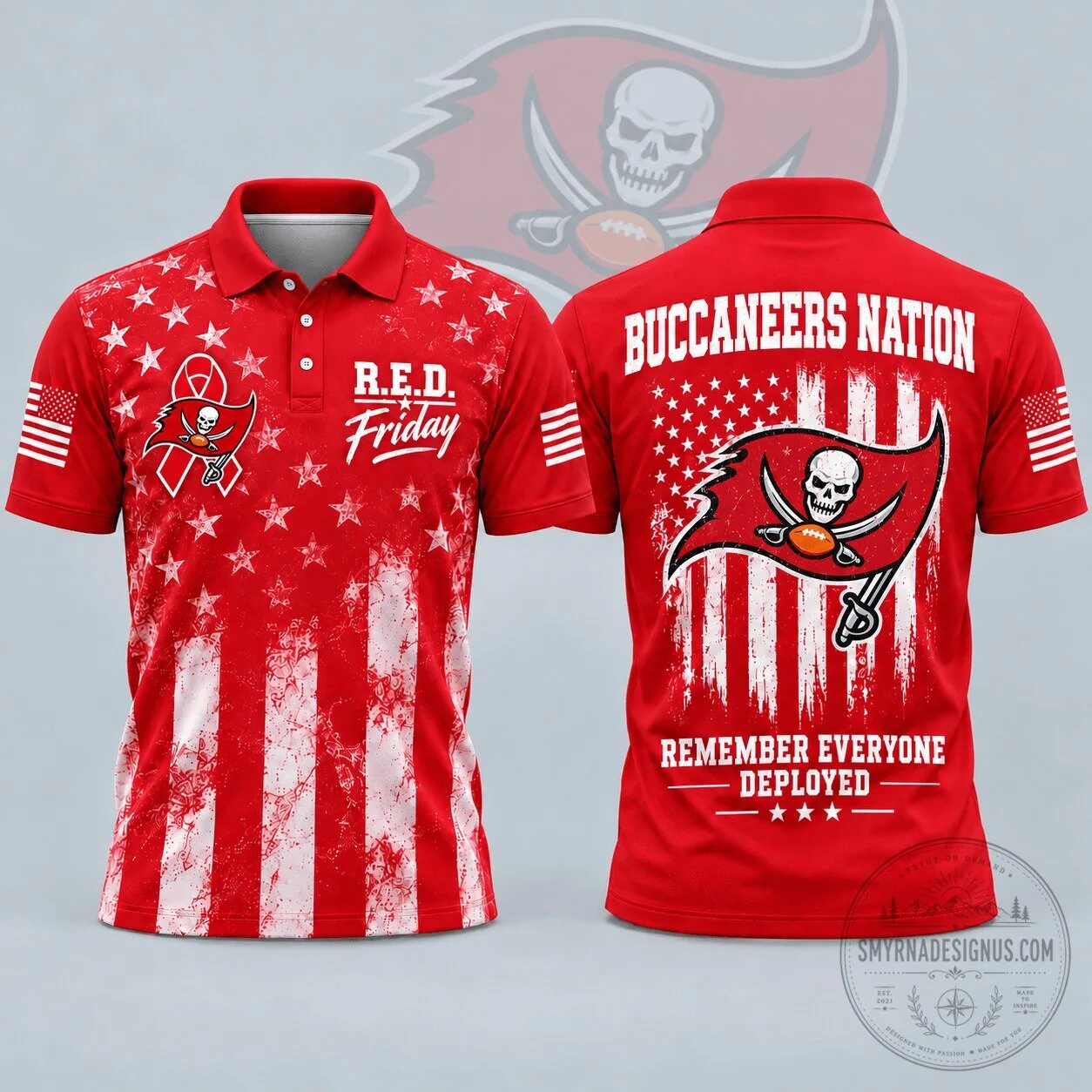 R.E.D. Friday Polo Shirt for Remember Everyone Deployed by Tampa Bay Buccaneers