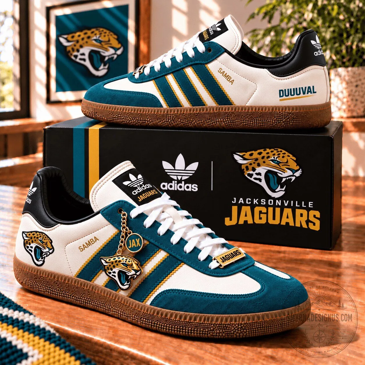 Jacksonville Jaguars Samba Adidas Custom Low Top Sneakers