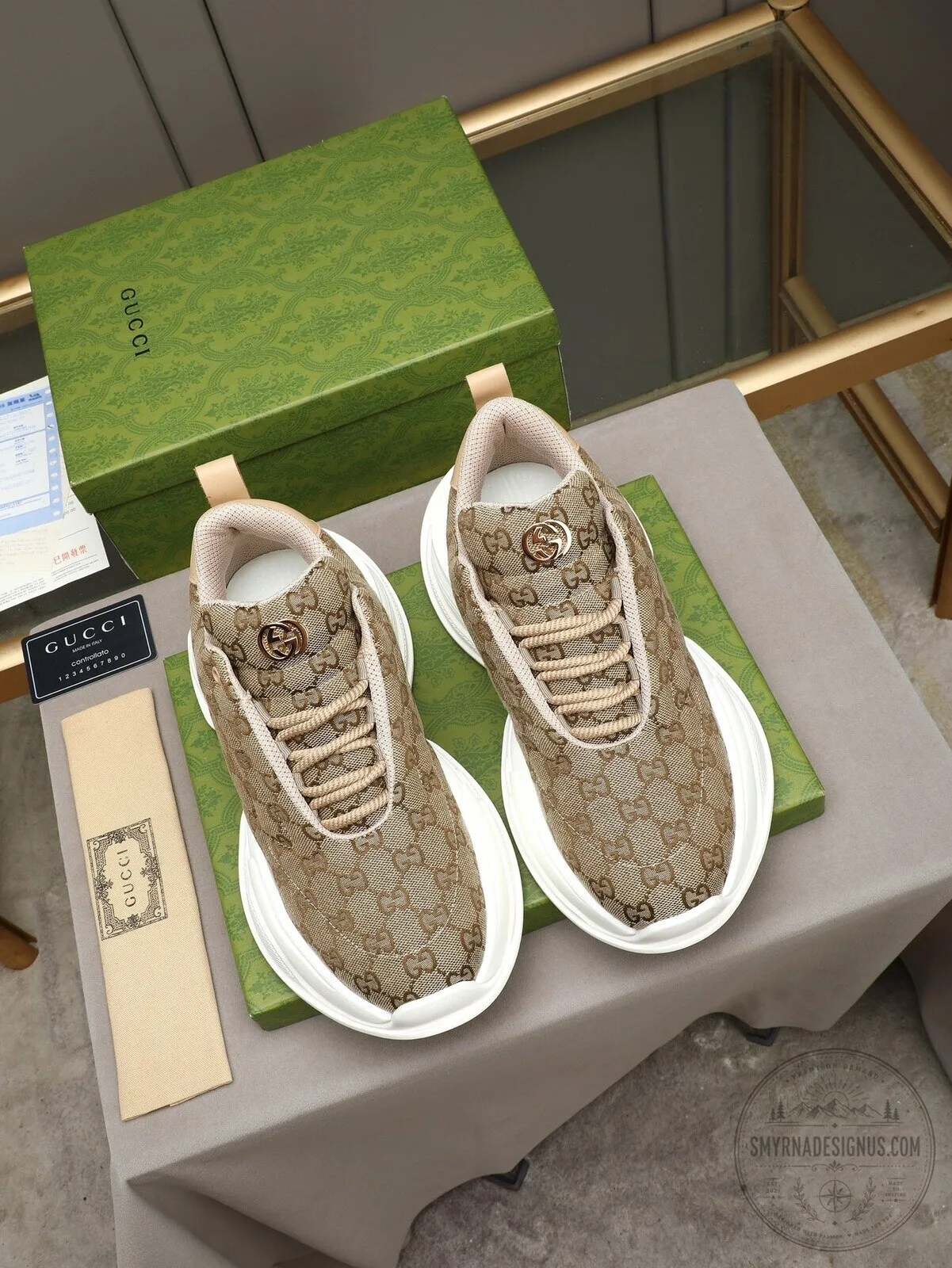 Gucci Monogram Beige Canvas Sneakers 4 Gucci Monogram Beige Canvas Sneakers