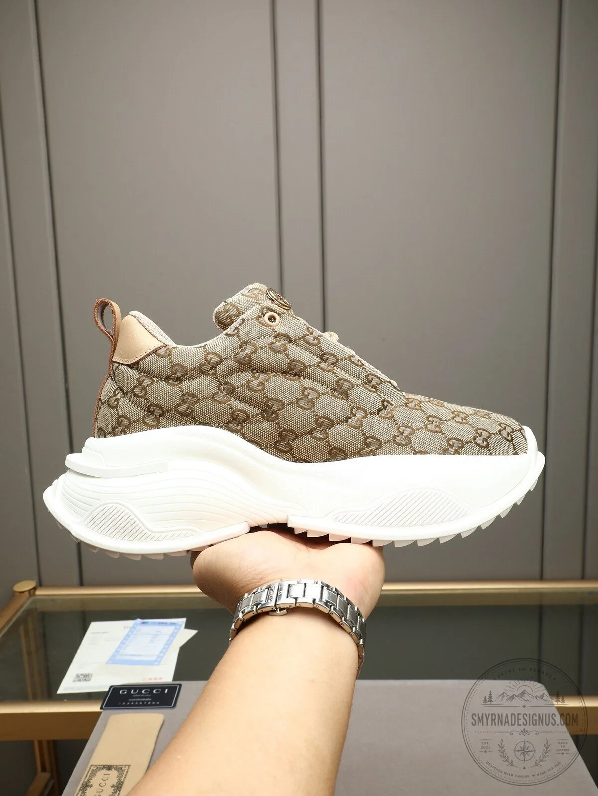 Gucci Monogram Beige Canvas Sneakers 5 Gucci Monogram Beige Canvas Sneakers