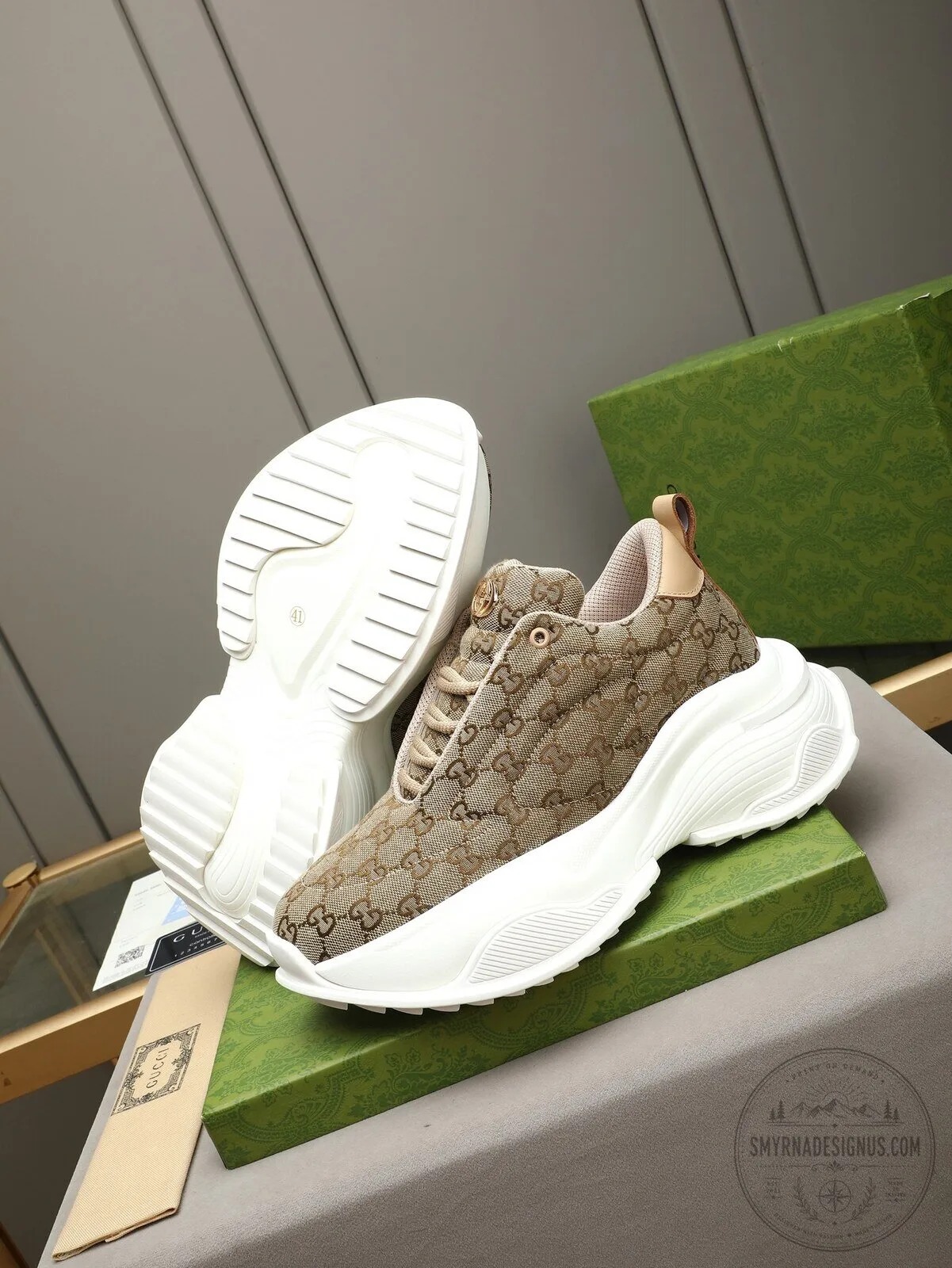 Gucci Monogram Beige Canvas Sneakers 6 Gucci Monogram Beige Canvas Sneakers