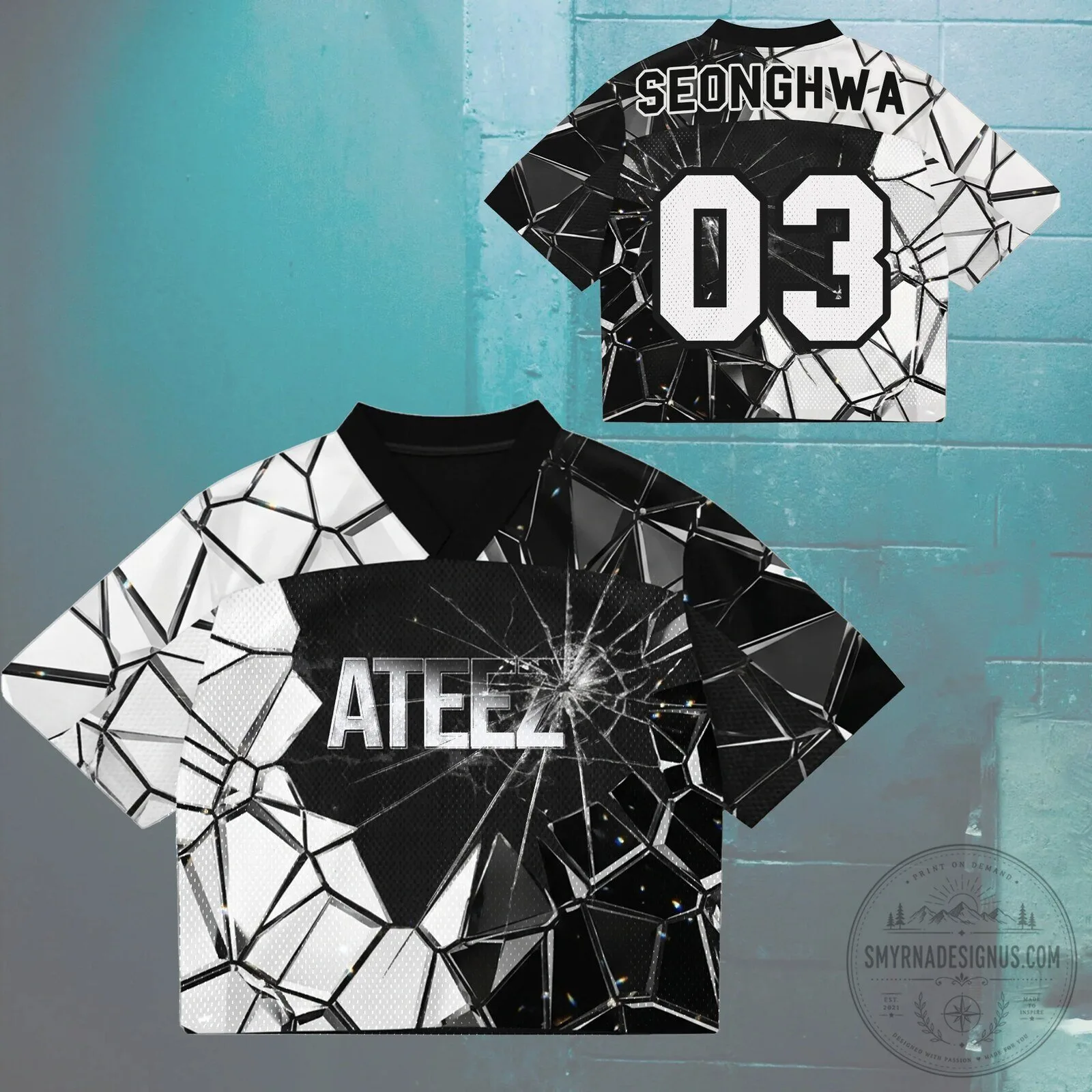 ATEEZ Golden Hour Part 6 Broken Mirror Style Mesh Football Jersey 10 ATEEZ Golden Hour Part 6 Broken Mirror Style Mesh Football Jersey