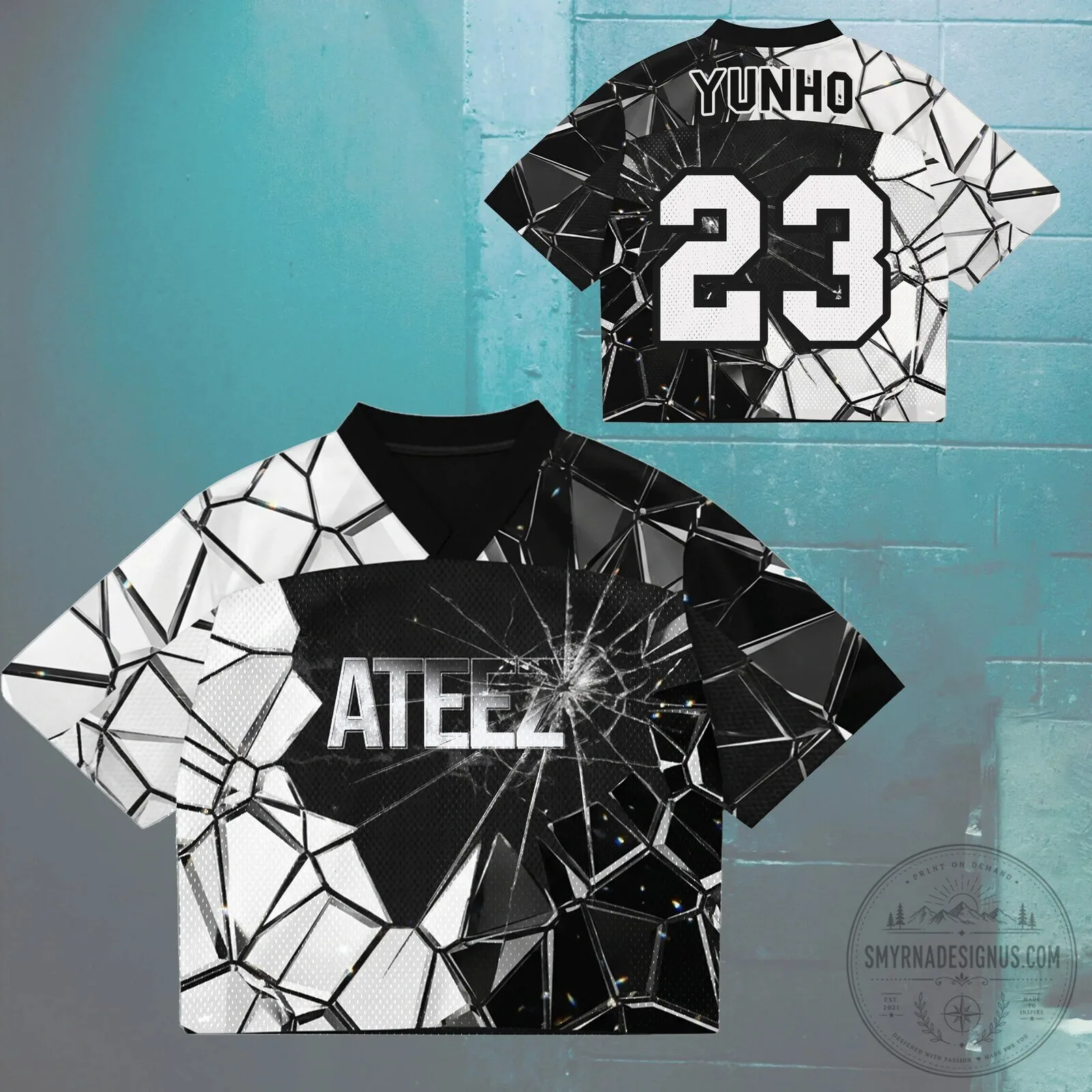 ATEEZ Golden Hour Part 6 Broken Mirror Style Mesh Football Jersey 11 ATEEZ Golden Hour Part 6 Broken Mirror Style Mesh Football Jersey