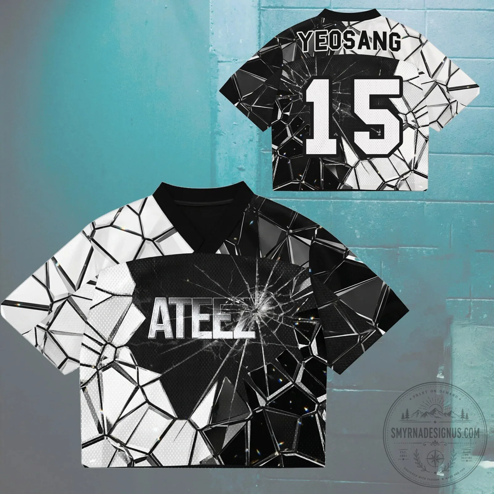 ATEEZ Golden Hour Part 6 Broken Mirror Style Mesh Football Jersey 12 ATEEZ Golden Hour Part 6 Broken Mirror Style Mesh Football Jersey