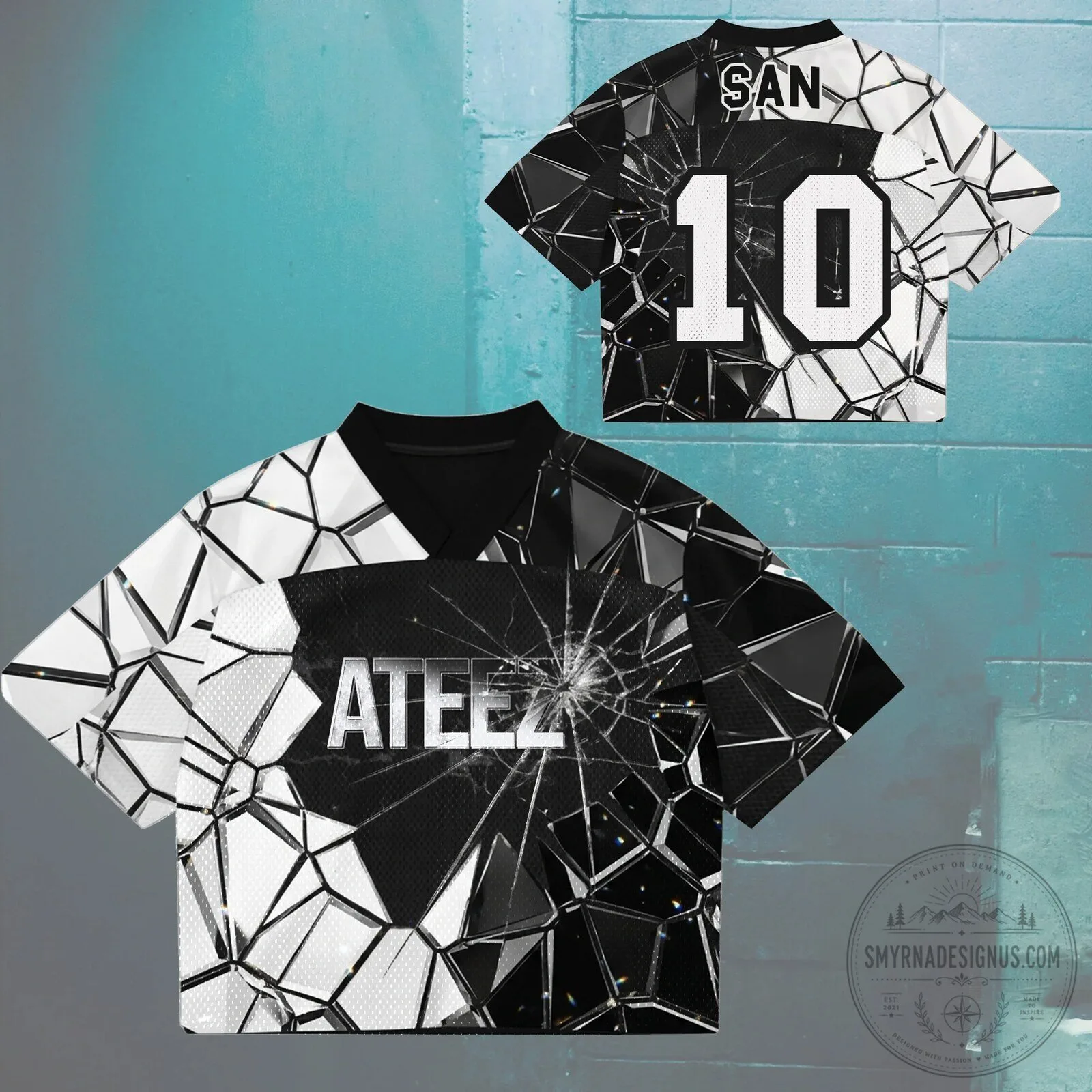 ATEEZ Golden Hour Part 6 Broken Mirror Style Mesh Football Jersey 13 ATEEZ Golden Hour Part 6 Broken Mirror Style Mesh Football Jersey