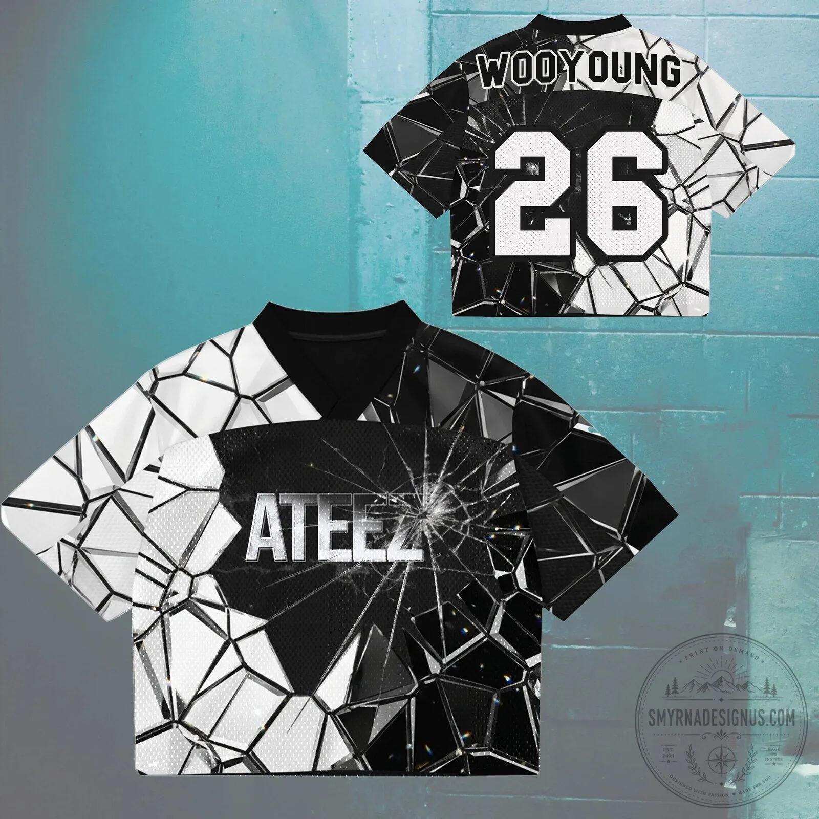 ATEEZ Golden Hour Part 6 Broken Mirror Style Mesh Football Jersey 15 ATEEZ Golden Hour Part 6 Broken Mirror Style Mesh Football Jersey