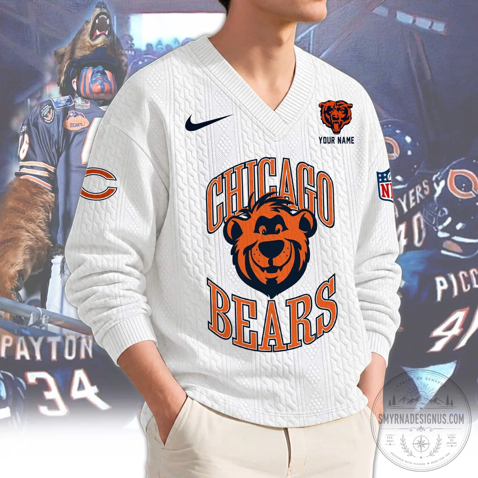 Chicago Bears NFL Football Team Logo Knit Sweater 7 Chicago Bears NFL Football Team Logo Knit Sweater