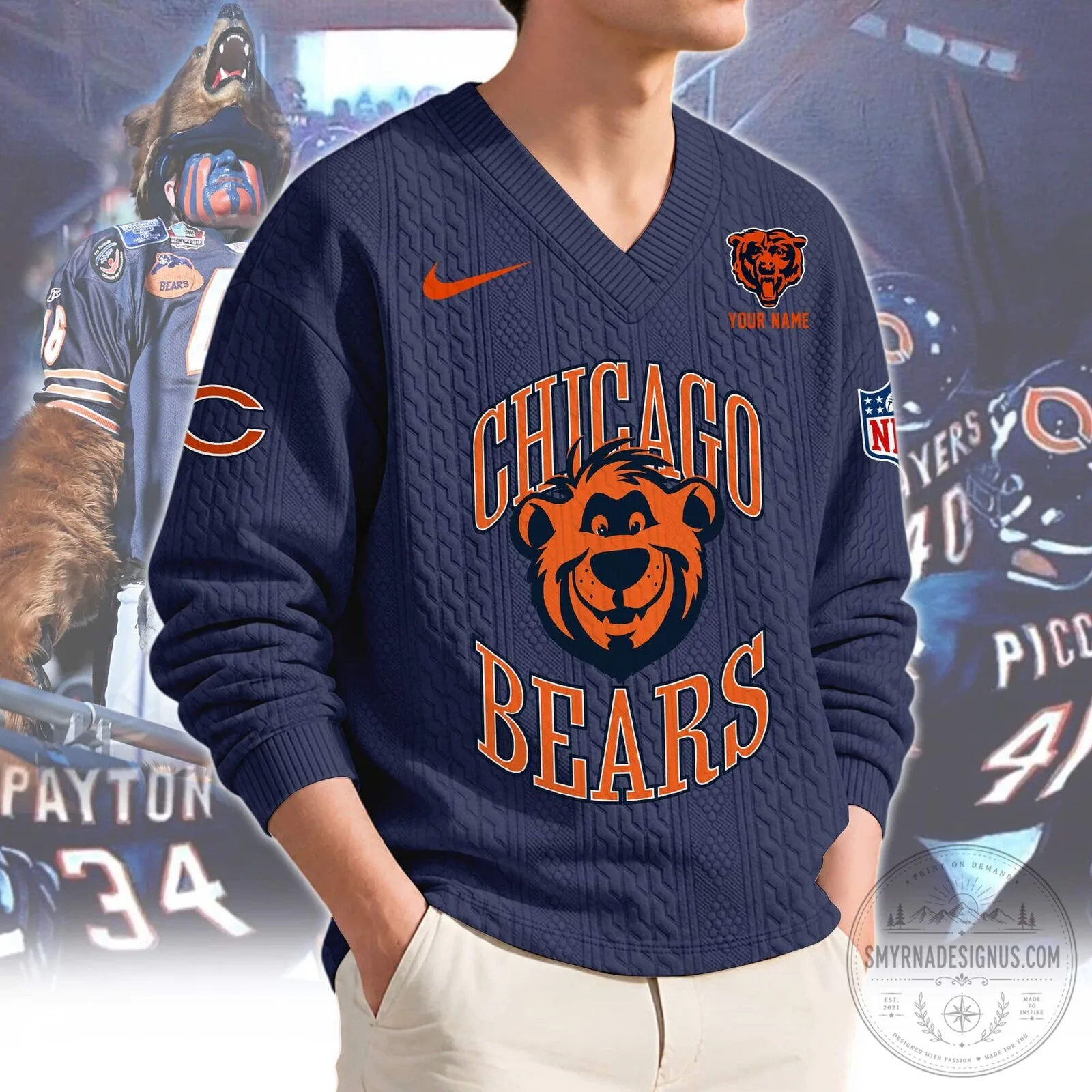 Chicago Bears NFL Football Team Logo Knit Sweater 10 Chicago Bears NFL Football Team Logo Knit Sweater