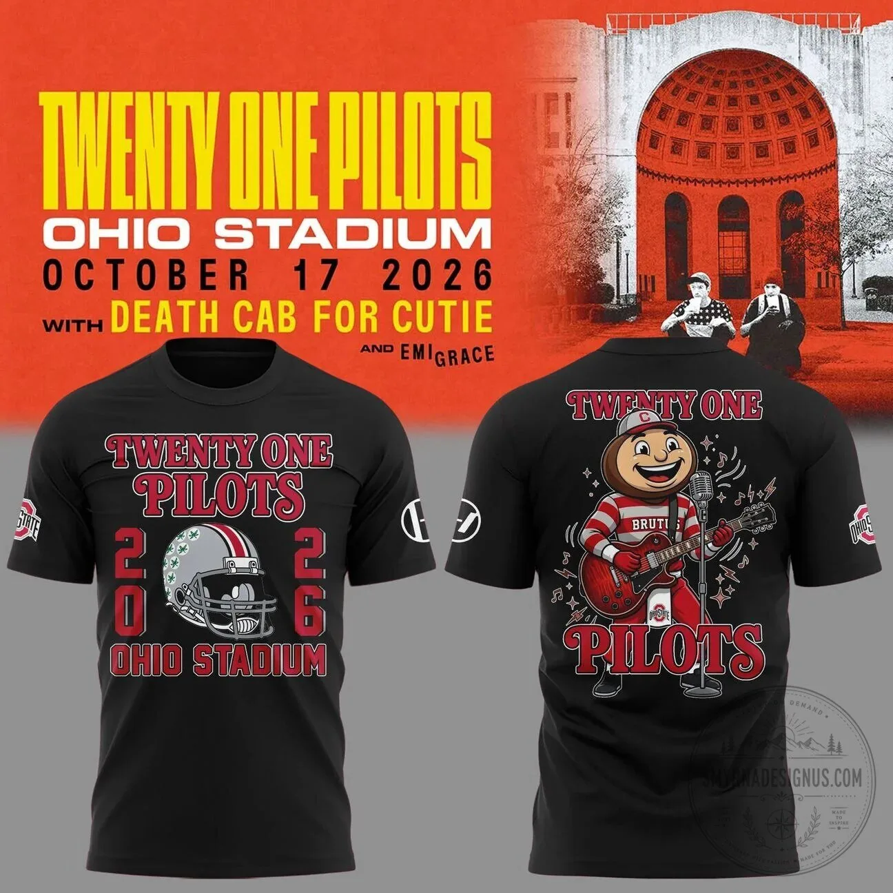 Twenty One Pilots Ohio State Football Concert 2026 Black T-Shirt