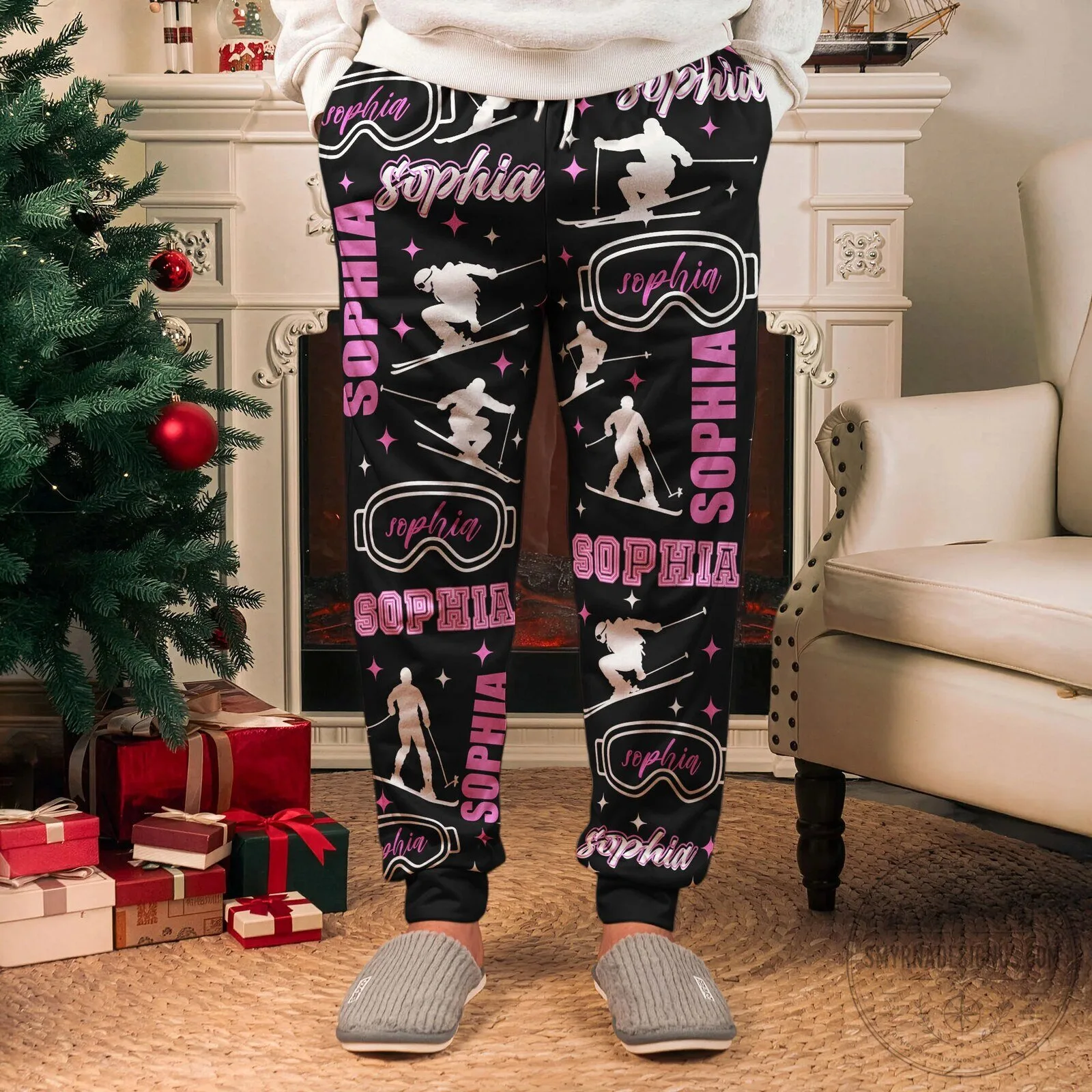Personalized Skiing Sophia Winter Sports Black Sweatpants 8 Personalized Skiing Sophia Winter Sports Black Sweatpants