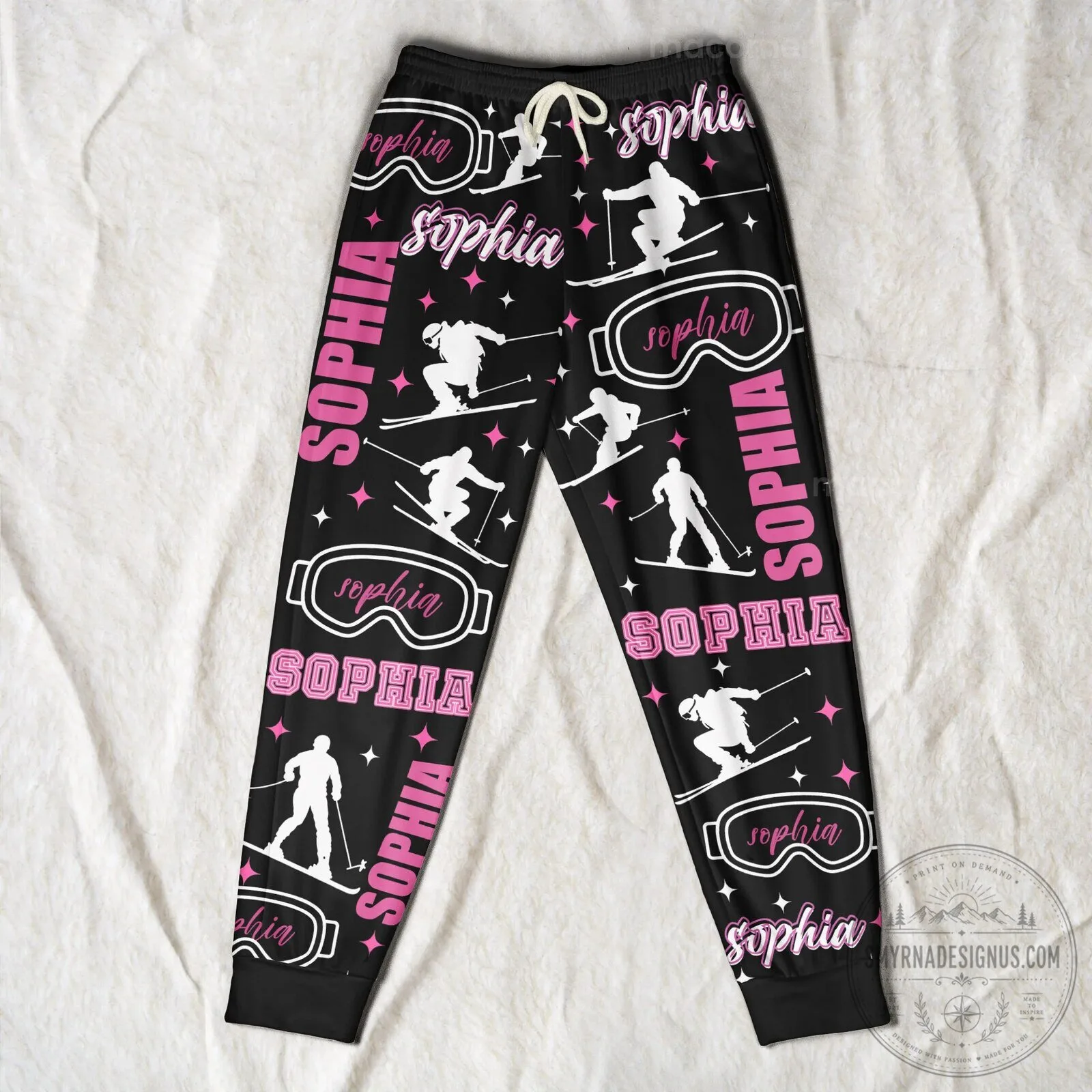 Personalized Skiing Sophia Winter Sports Black Sweatpants 9 Personalized Skiing Sophia Winter Sports Black Sweatpants