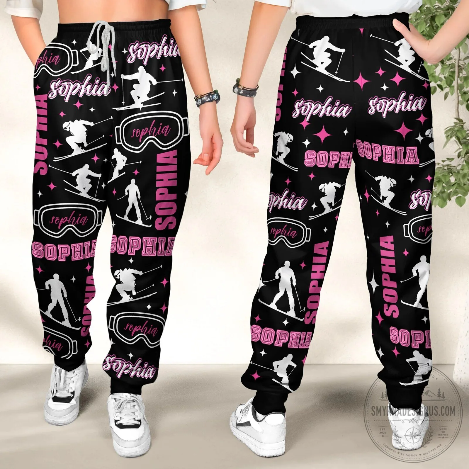 Personalized Skiing Sophia Winter Sports Black Sweatpants 10 Personalized Skiing Sophia Winter Sports Black Sweatpants
