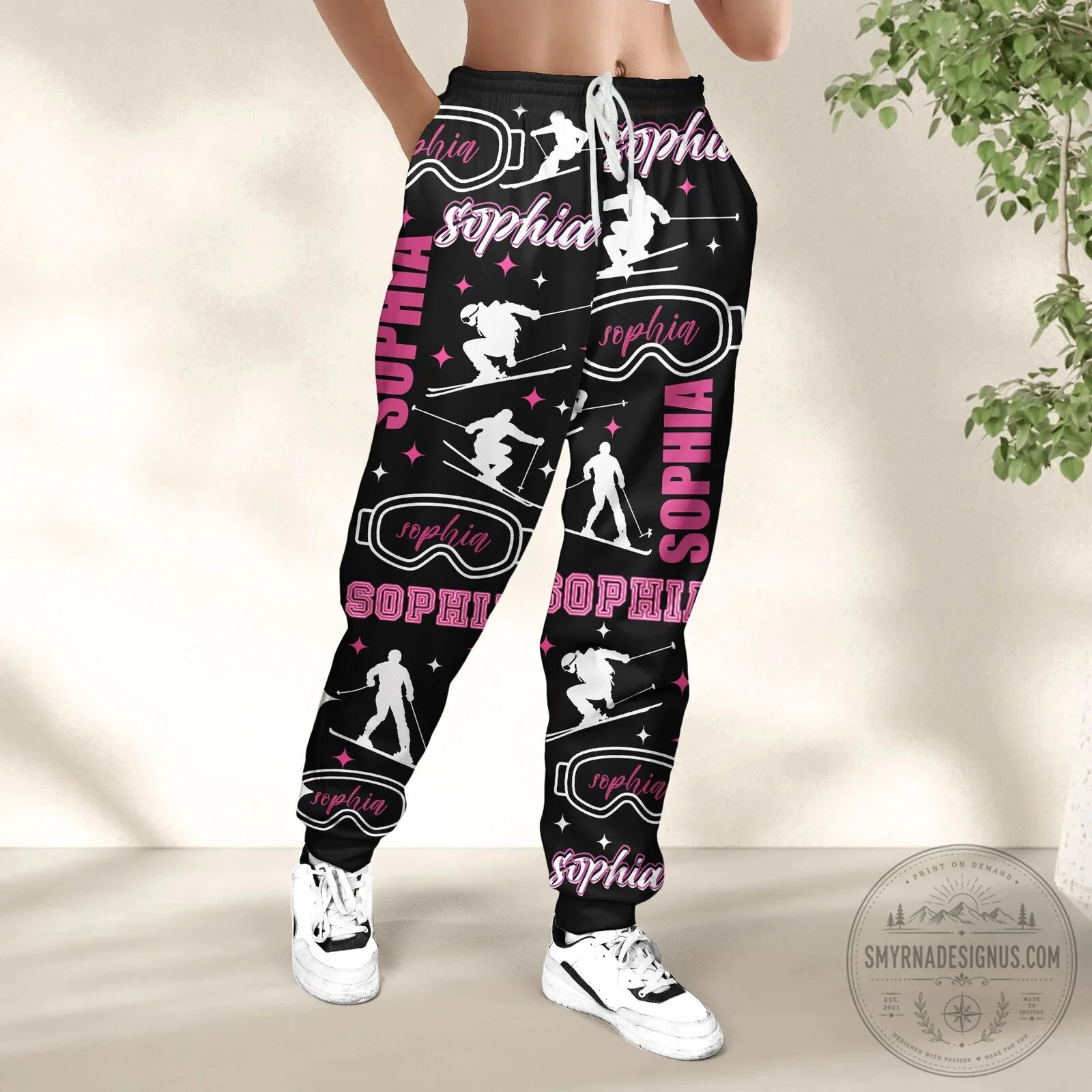 Personalized Skiing Sophia Winter Sports Black Sweatpants 13 Personalized Skiing Sophia Winter Sports Black Sweatpants