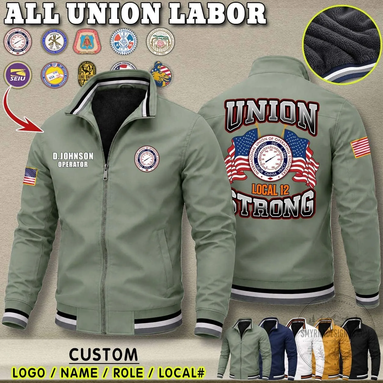 Union Labor Carpenter Local 157 Strong Dual Flag Fleece Lined Jacket 9 Union Labor Carpenter Local 157 Strong Dual Flag Fleece Lined Jacket