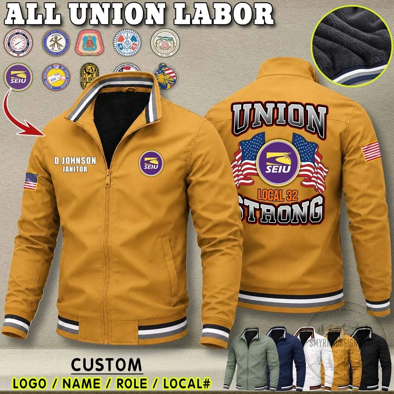 Union Labor Carpenter Local 157 Strong Dual Flag Fleece Lined Jacket 10 Union Labor Carpenter Local 157 Strong Dual Flag Fleece Lined Jacket