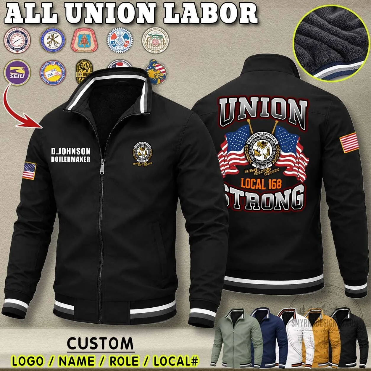 Union Labor Carpenter Local 157 Strong Dual Flag Fleece Lined Jacket 11 Union Labor Carpenter Local 157 Strong Dual Flag Fleece Lined Jacket