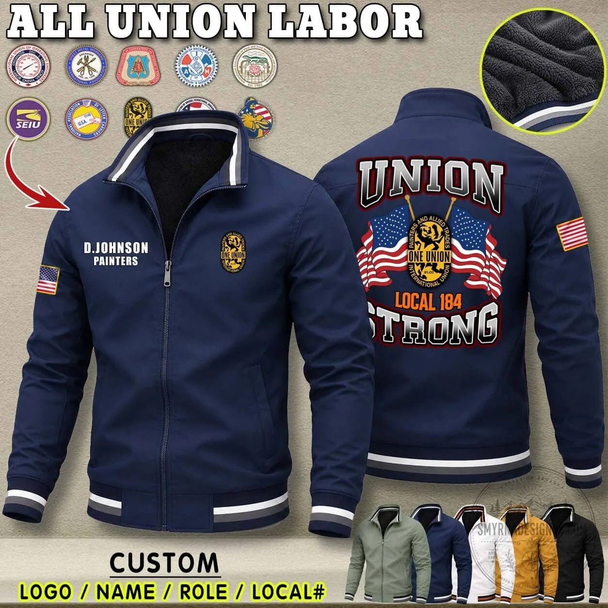Union Labor Carpenter Local 157 Strong Dual Flag Fleece Lined Jacket 12 Union Labor Carpenter Local 157 Strong Dual Flag Fleece Lined Jacket