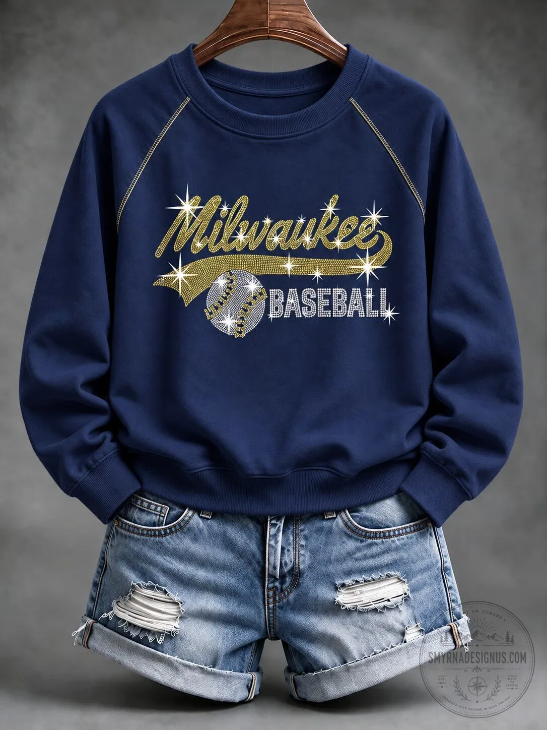 Milwaukee Baseball Sparkle Design Women's Crewneck Sweatshirt