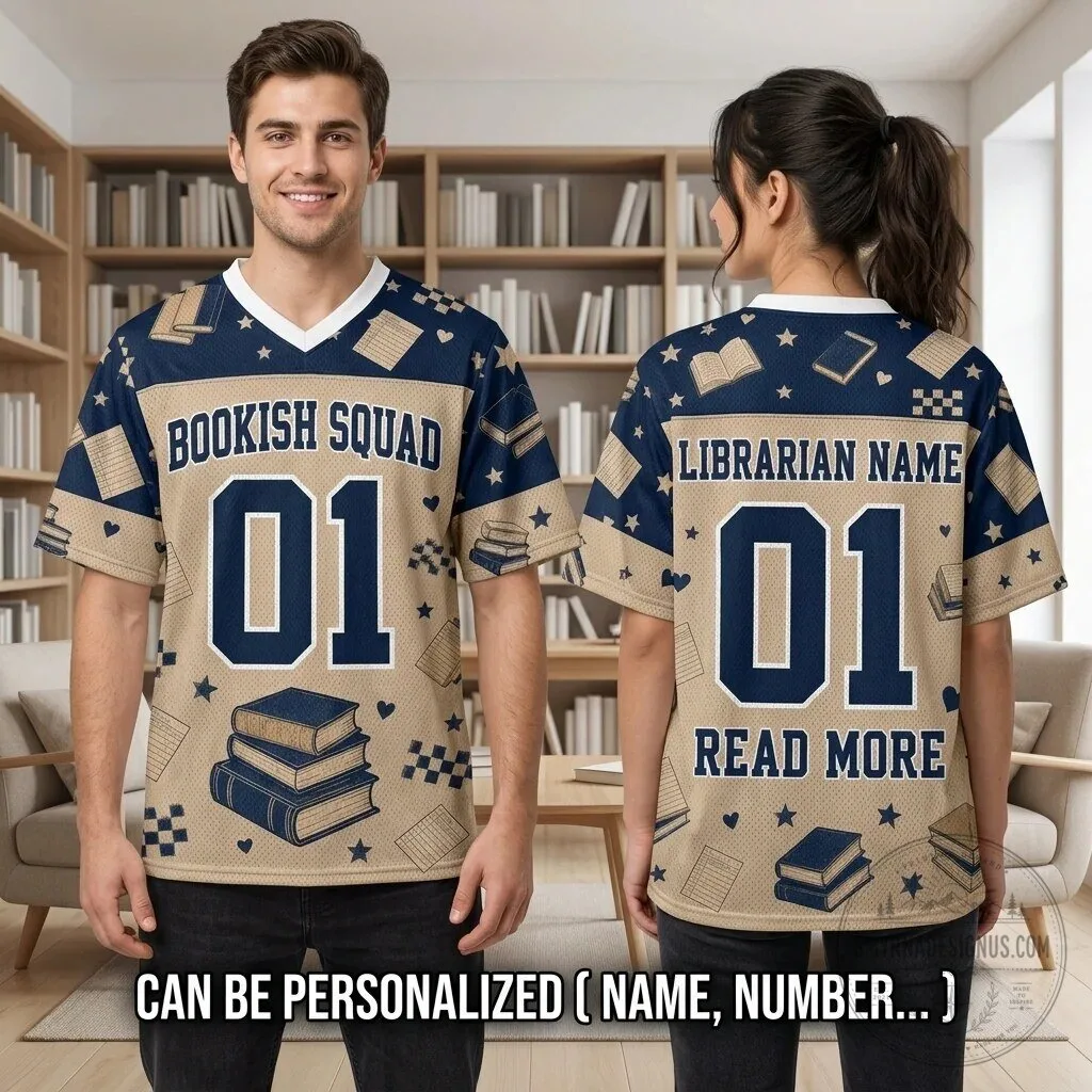Bookish Squad Personalized Librarian Name Read More Football Jersey