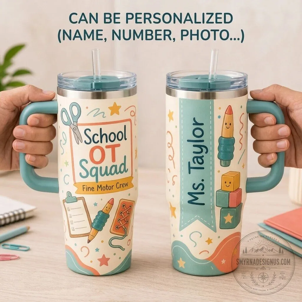 Personalized School Occupational Therapist Squad Fine Motor Crew Tumbler with Handle