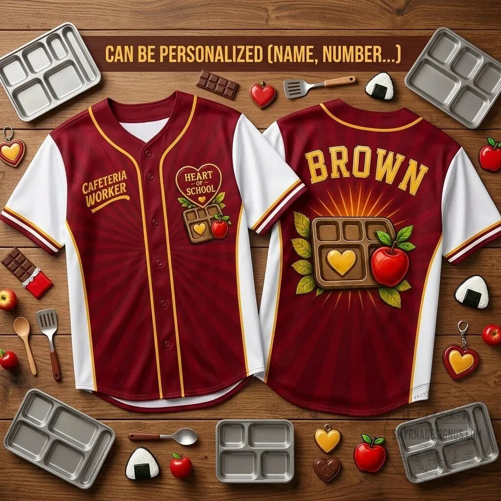 Personalized Cafeteria Worker Heart of School Custom Name Baseball Jersey