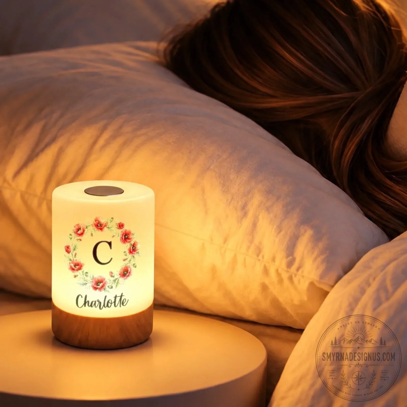 Personalized Floral Initial Night Light, Custom Name Poppy Flower Lamp 8 Personalized Floral Initial Night Light, Custom Name Poppy Flower Lamp