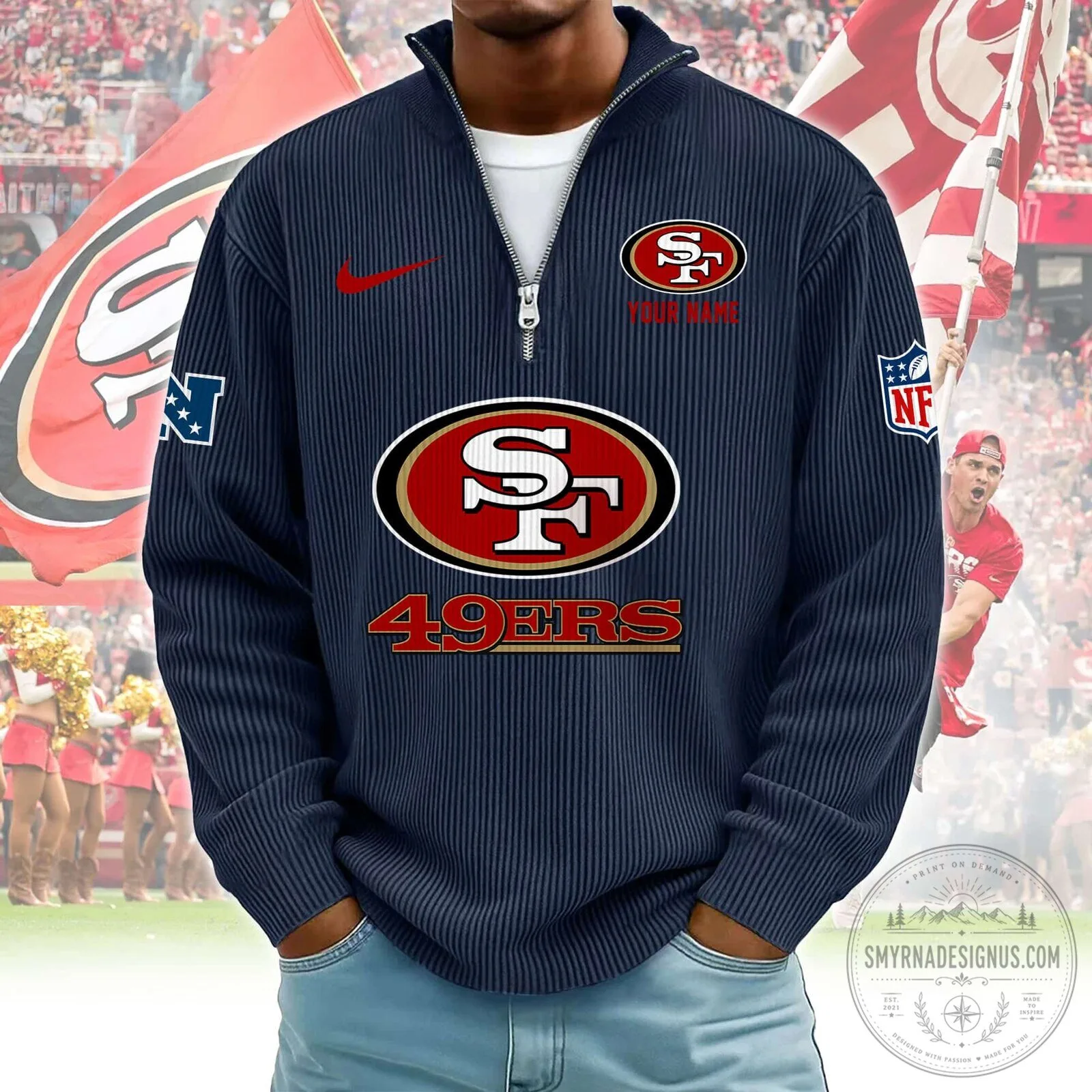 San Francisco 49ers Personalized Red Quarter-Zip Pullover Sweatshirt 13 San Francisco 49ers Personalized Red Quarter-Zip Pullover Sweatshirt