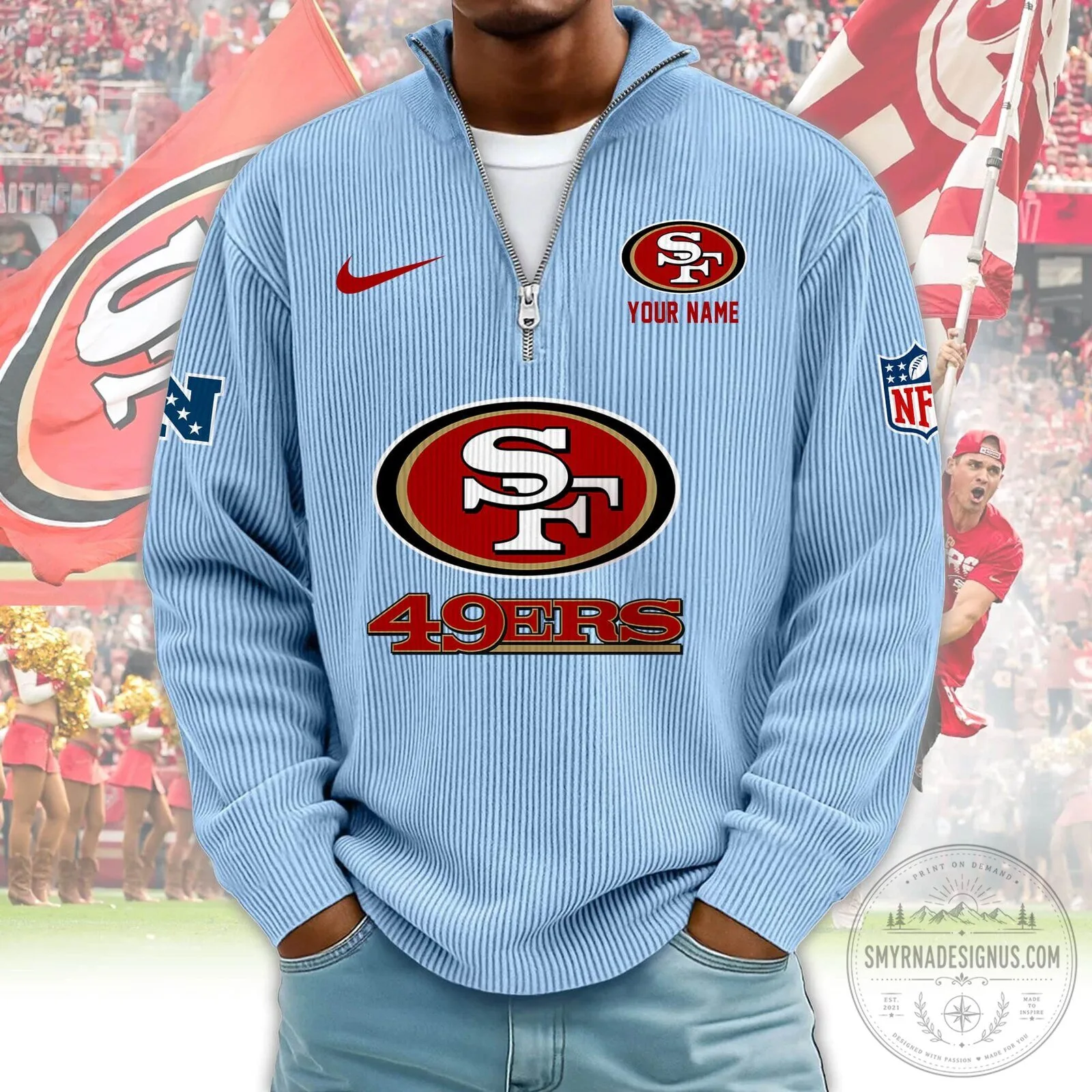 San Francisco 49ers Personalized Red Quarter-Zip Pullover Sweatshirt 15 San Francisco 49ers Personalized Red Quarter-Zip Pullover Sweatshirt