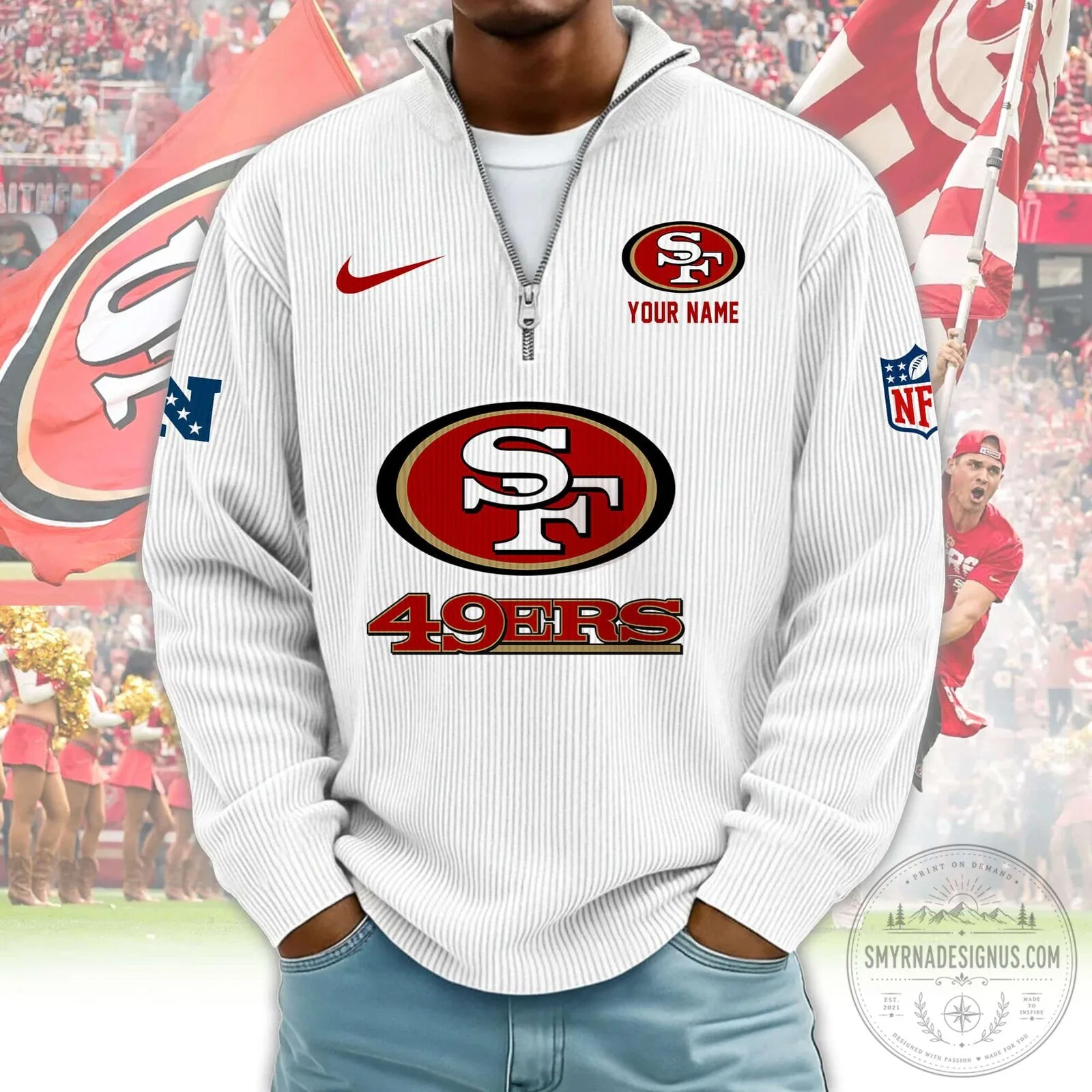 San Francisco 49ers Personalized Red Quarter-Zip Pullover Sweatshirt 16 San Francisco 49ers Personalized Red Quarter-Zip Pullover Sweatshirt
