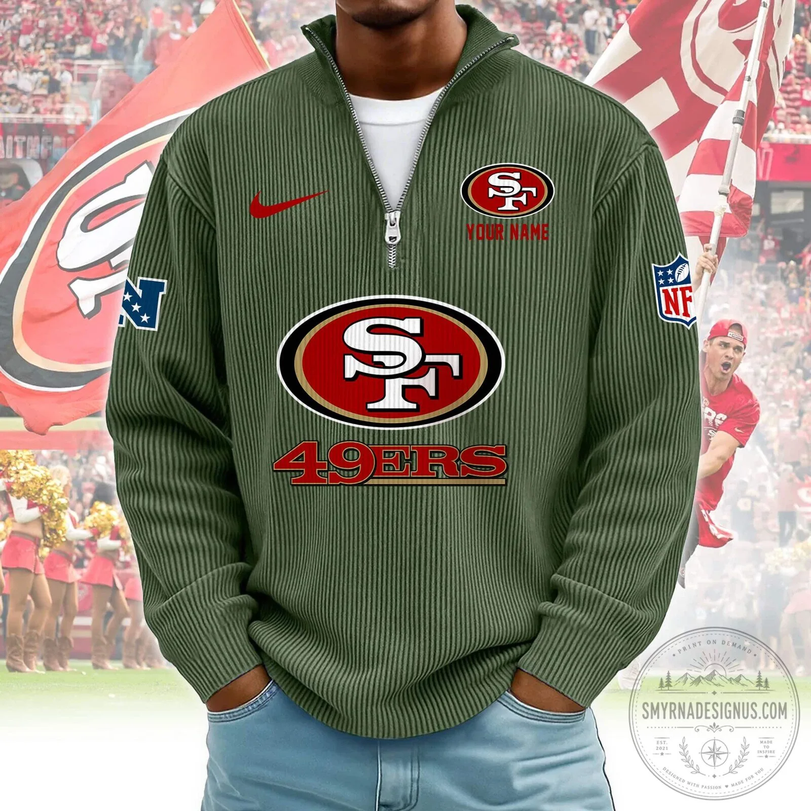 San Francisco 49ers Personalized Red Quarter-Zip Pullover Sweatshirt 17 San Francisco 49ers Personalized Red Quarter-Zip Pullover Sweatshirt