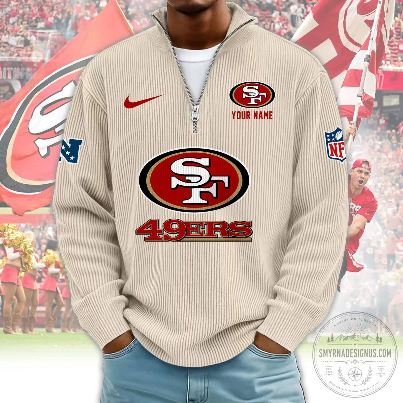 San Francisco 49ers Personalized Red Quarter-Zip Pullover Sweatshirt 20 San Francisco 49ers Personalized Red Quarter-Zip Pullover Sweatshirt