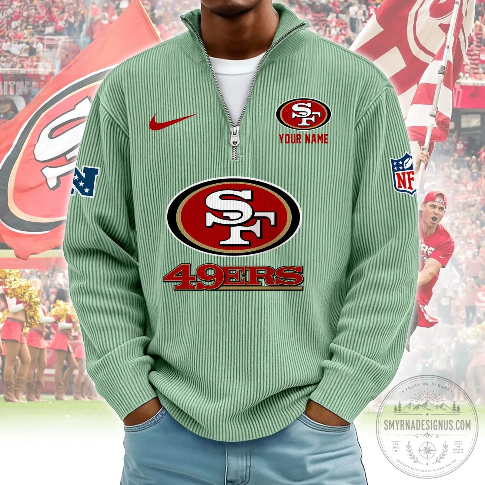 San Francisco 49ers Personalized Red Quarter-Zip Pullover Sweatshirt 21 San Francisco 49ers Personalized Red Quarter-Zip Pullover Sweatshirt