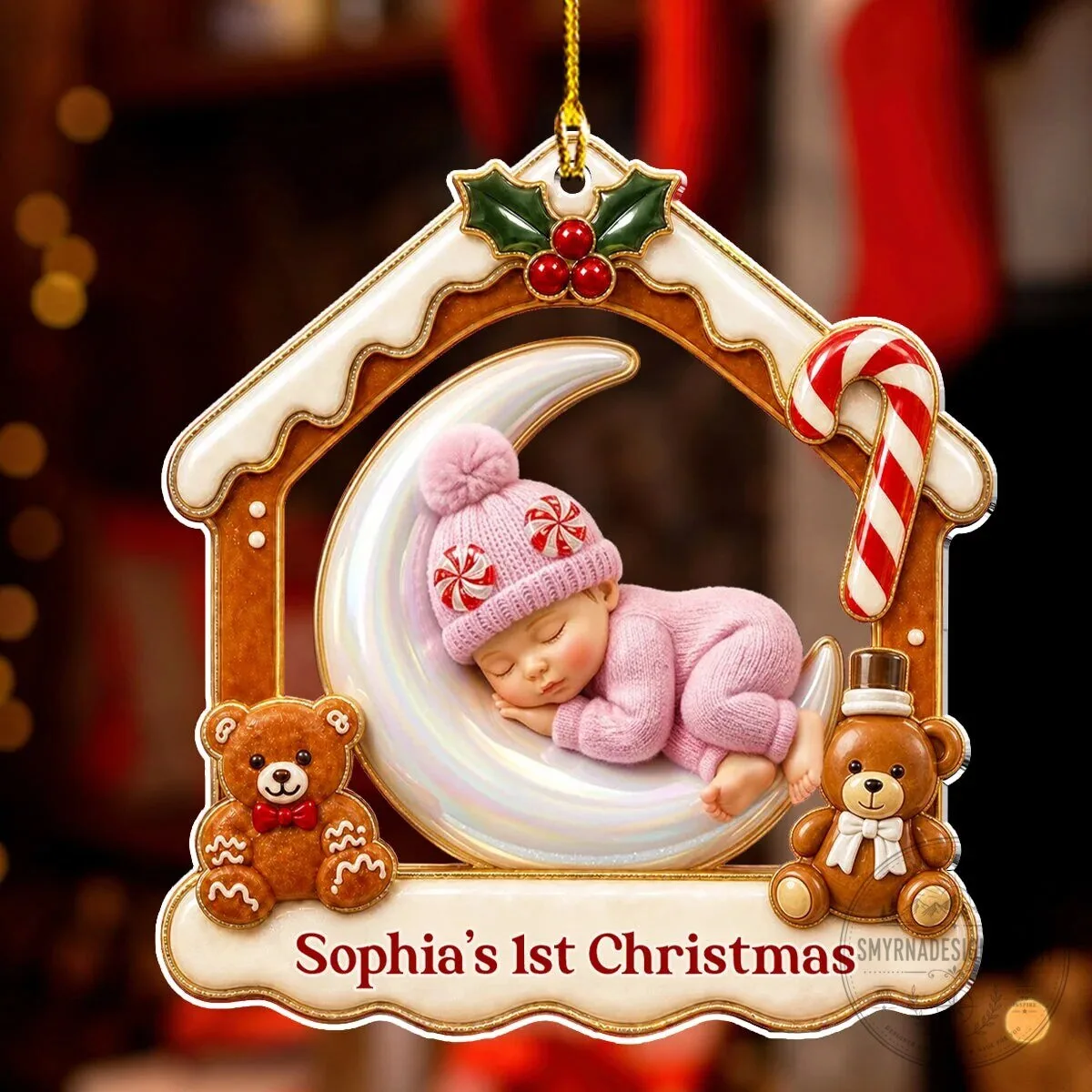 Personalized Baby's First Christmas Gingerbread House Acrylic Ornament