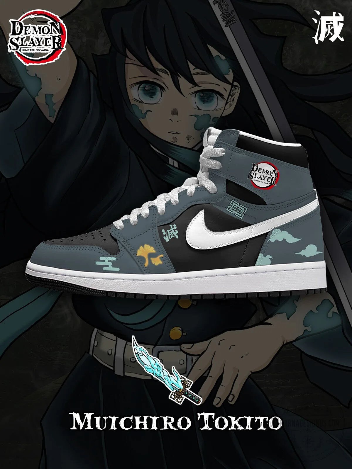 Demon Slayer Muichiro Tokito Anime High-Top Sneakers Custom Shoes 1 Demon Slayer Muichiro Tokito Anime High-Top Sneakers Custom Shoes