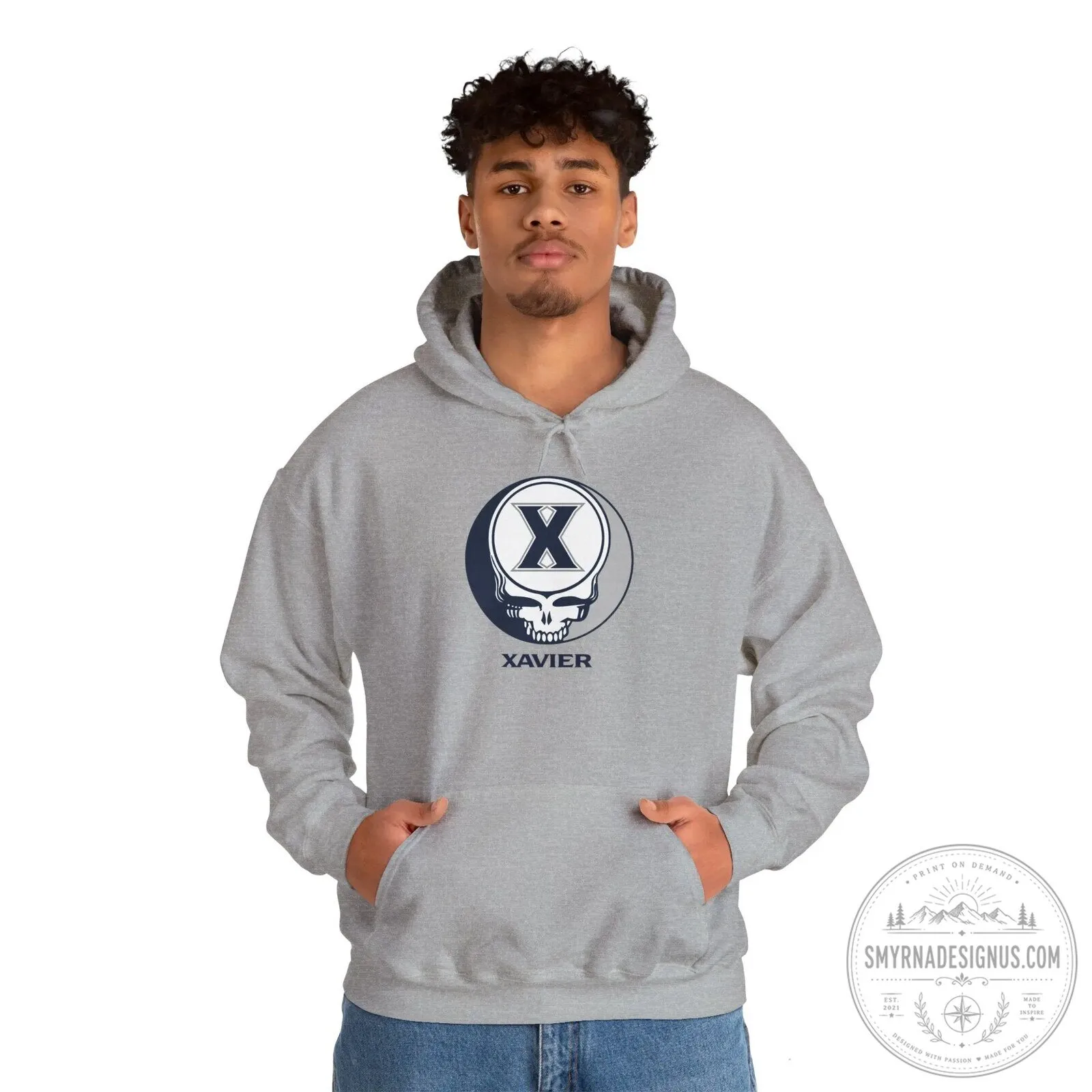 Xavier University Grateful Dead Style Skull Logo White Hoodie 10 Xavier University Grateful Dead Style Skull Logo White Hoodie