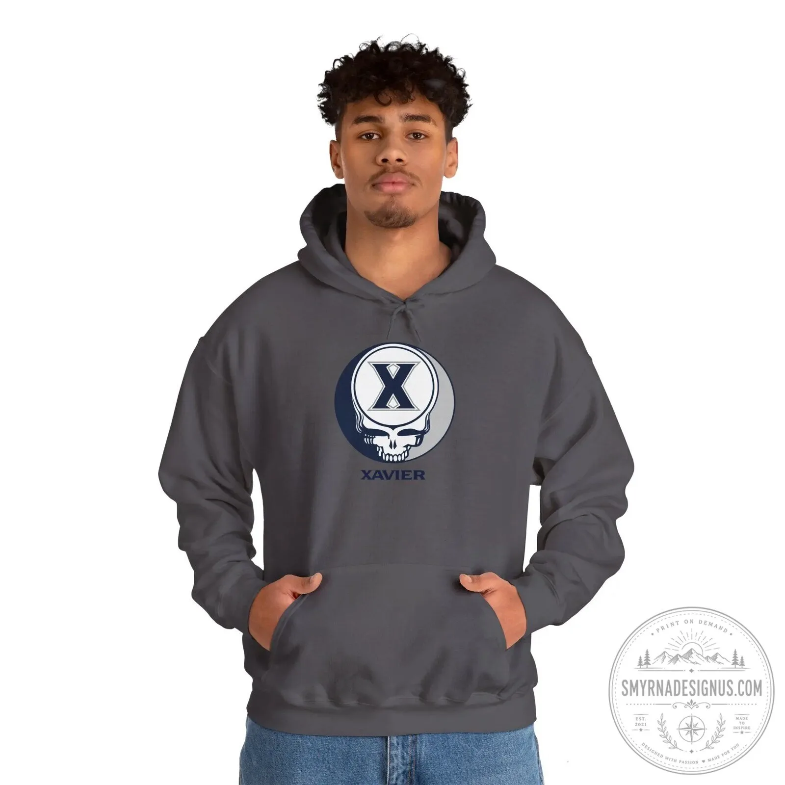 Xavier University Grateful Dead Style Skull Logo White Hoodie 12 Xavier University Grateful Dead Style Skull Logo White Hoodie