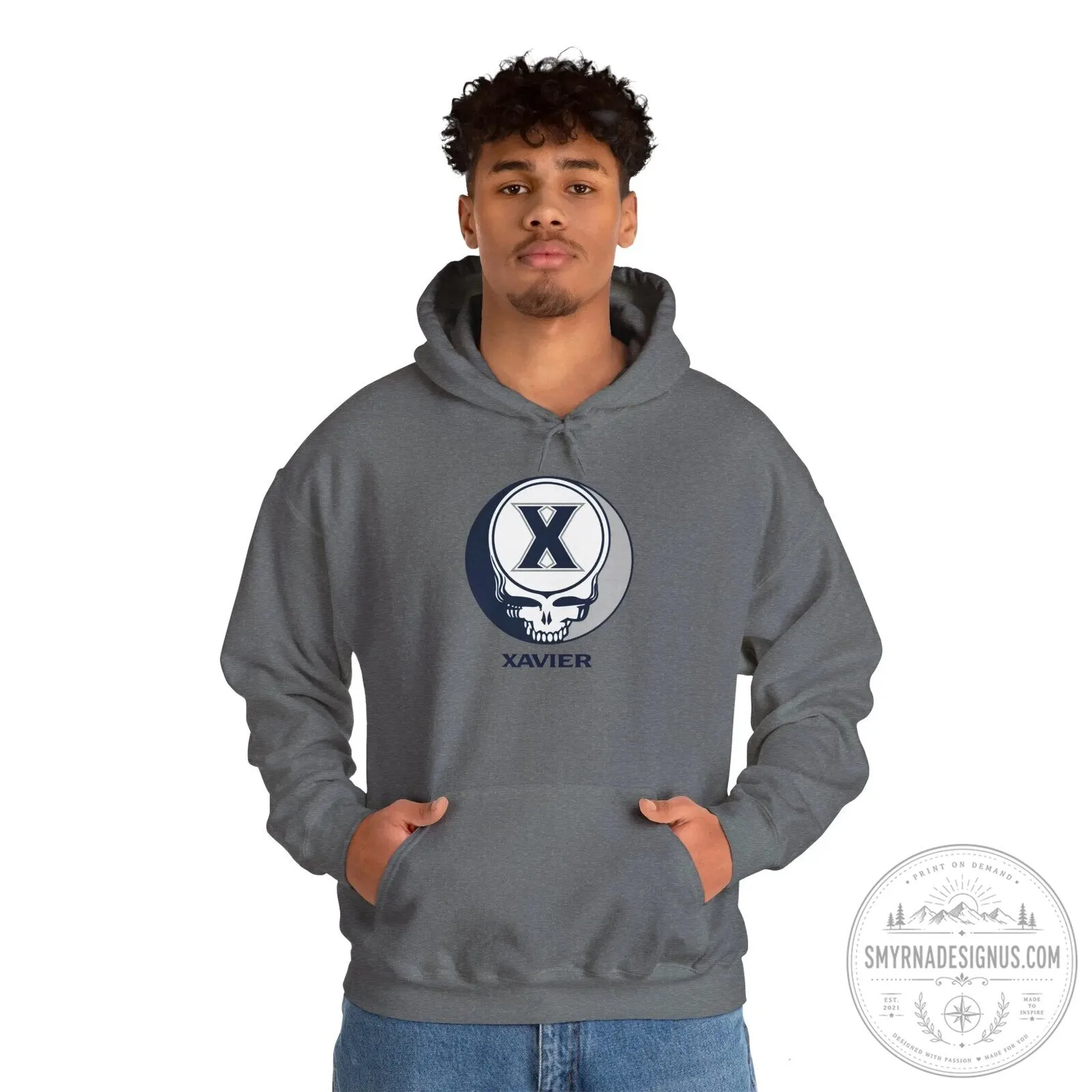 Xavier University Grateful Dead Style Skull Logo White Hoodie 14 Xavier University Grateful Dead Style Skull Logo White Hoodie