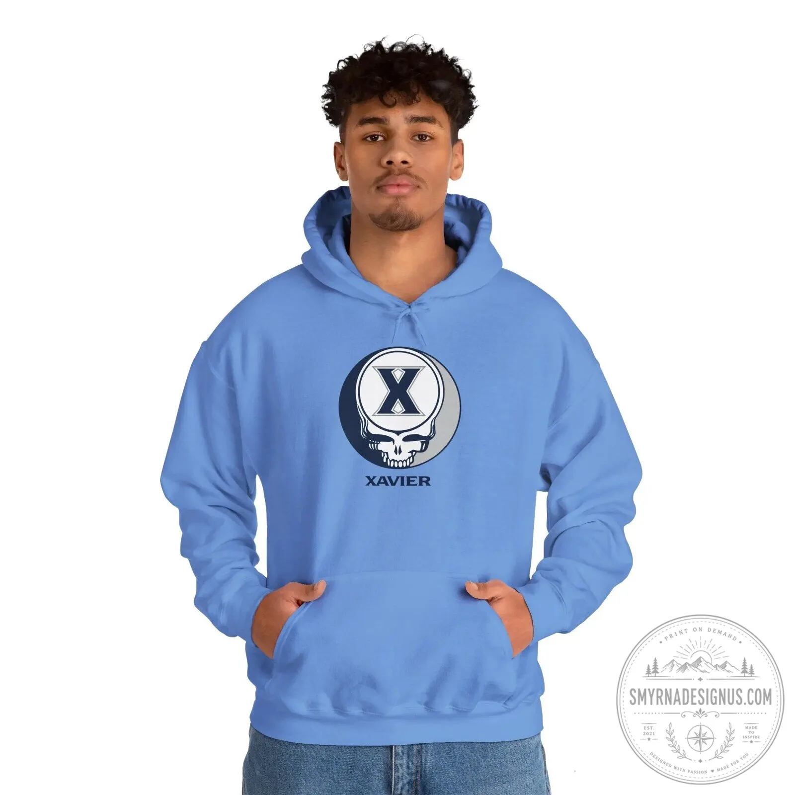 Xavier University Grateful Dead Style Skull Logo White Hoodie 15 Xavier University Grateful Dead Style Skull Logo White Hoodie