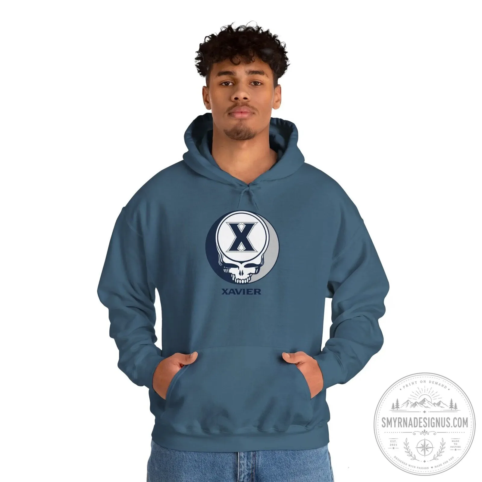 Xavier University Grateful Dead Style Skull Logo White Hoodie 16 Xavier University Grateful Dead Style Skull Logo White Hoodie