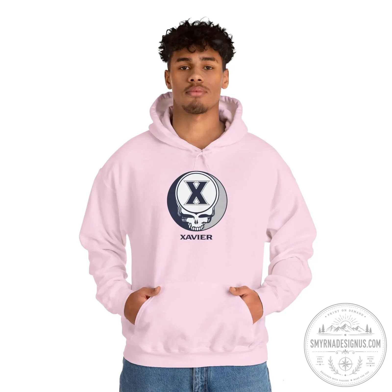 Xavier University Grateful Dead Style Skull Logo White Hoodie 17 Xavier University Grateful Dead Style Skull Logo White Hoodie